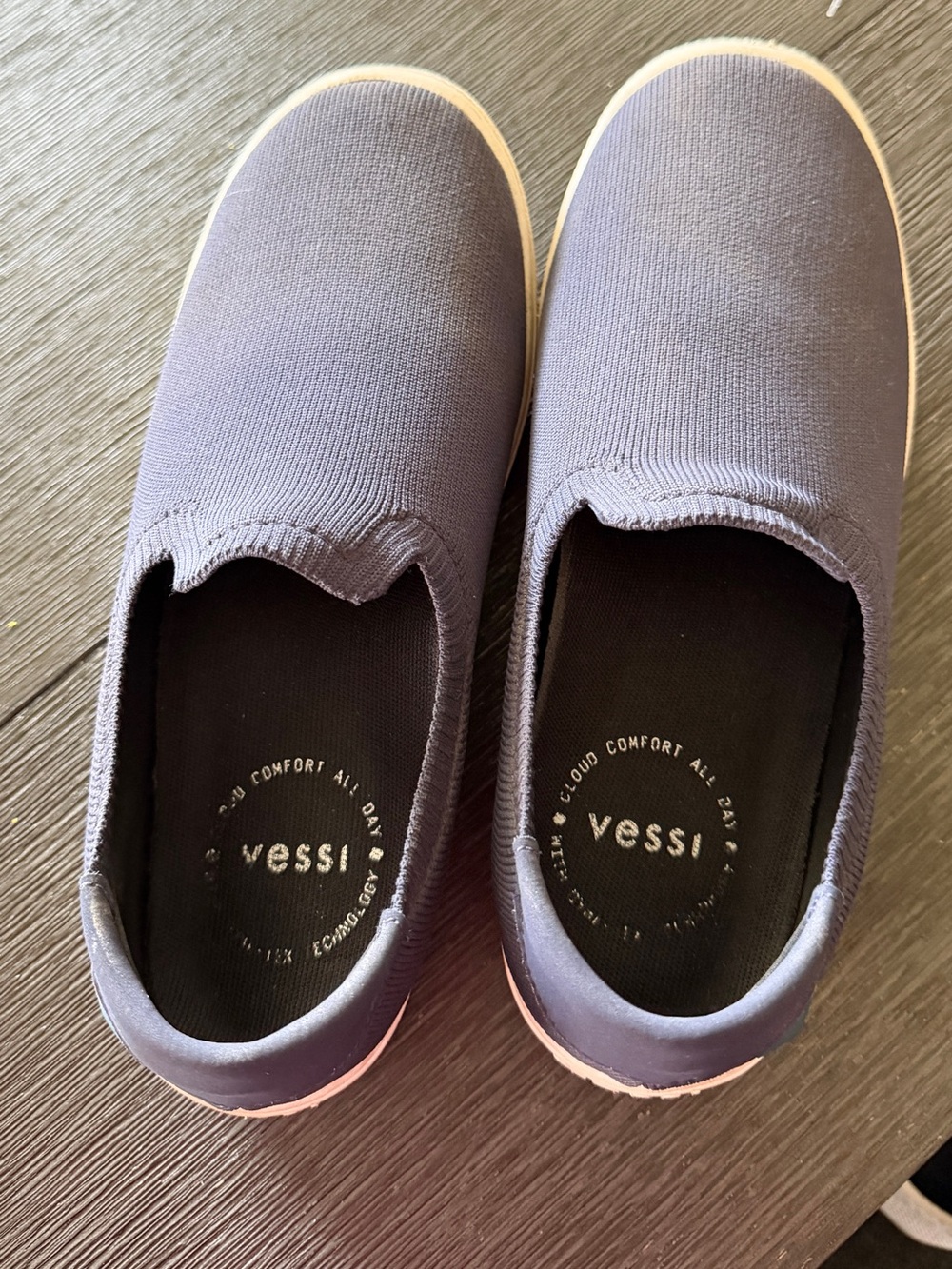Vessi Slip-On Sneakers in Navy with White Soles
